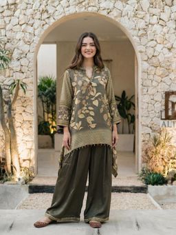 KAFTANIZE - Women Green Viscose Rayon Floral Co-ord Set