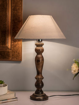Homesake - Eureka Black Wood Table Lamp White Shade