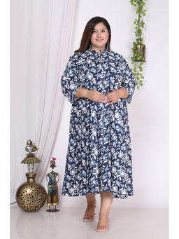 Swasti - Women Plus Size Midi Dress - Blue