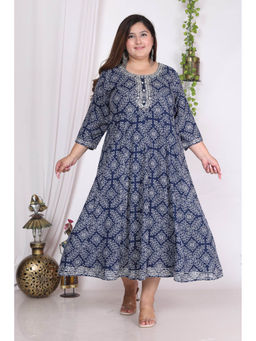 Swasti - Women Plus Size Midi Dress - Blue