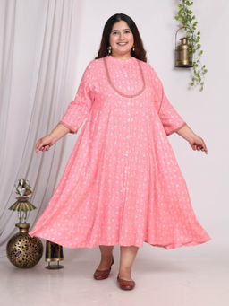 Swasti - Women Plus Size Midi Dress - Pink