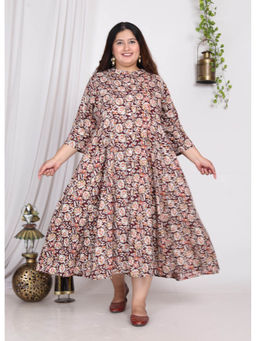 Swasti - Women Plus Size Midi Dress - Maroon