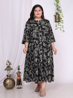 Swasti - Women Plus Size Midi Dress - Black