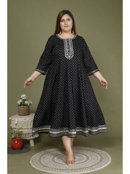 Swasti - Women Plus Size Midi Dress - Black