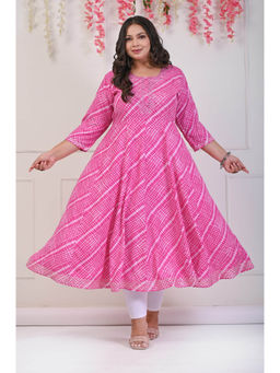 Swasti - Women Plus Size Kurta - Pink