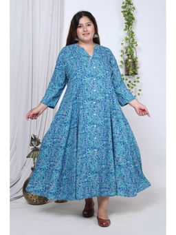 Swasti - Women Plus Size Midi Dress - Blue