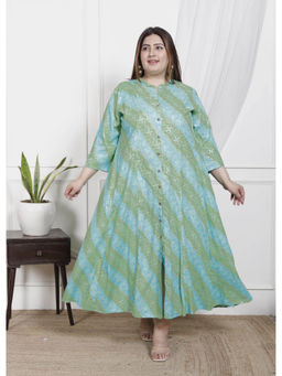 Swasti - Women Plus Size Midi Dress - Turquoise