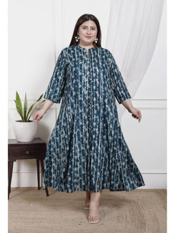 Swasti - Women Plus Size Midi Dress - Blue
