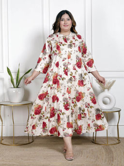 Swasti - Women Plus Size Midi Dress - White