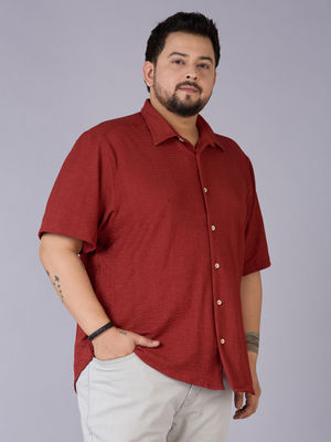 Buy UNSIZED Men Rust Textured Casual Shirt (2) Online