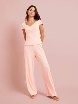Styli - Women Pink Solid/Plain Polyester Blend Top with Pyjama
