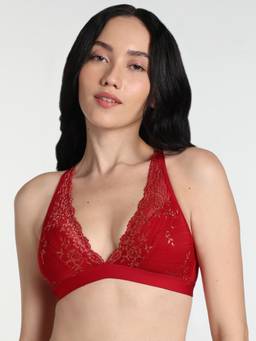 Wacoal - Women Red Self Design Nylon Bralette Bra