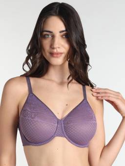 Wacoal - Women Purple Self Design Nylon Minimizer Bra