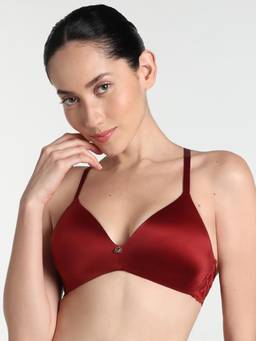 Wacoal - Women Red Solid/Plain Nylon T-Shirt Bra