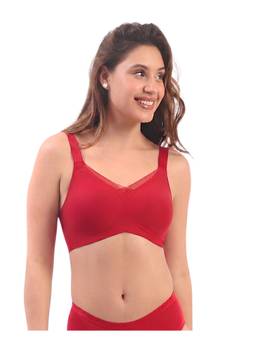 oh so u - Women Red Solid/Plain Nylon/Spandex Wireless Bra