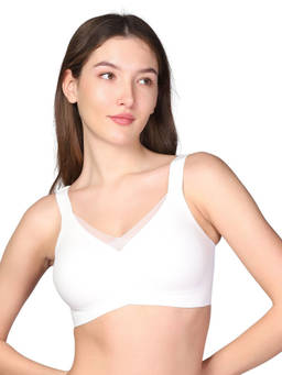 oh so u - Women White Solid/Plain Nylon/Spandex Wireless Bra
