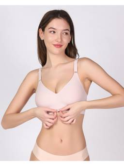 oh so u - Women Pink Solid/Plain Nylon/Spandex Wireless Bra