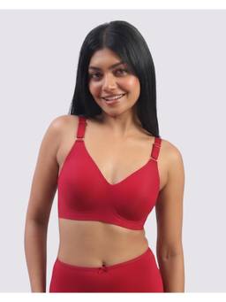 oh so u - Women Red Solid/Plain Nylon/Spandex Wireless Bra