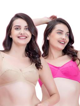 Groversons Paris Beauty - Women Multi-Color Solid/Plain Cotton Non-Padded Bra (Pack of 2)