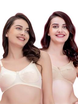 Groversons Paris Beauty - Women Multi-Color Solid/Plain Cotton Non-Padded Bra (Pack of 2)