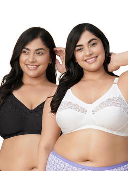 Groversons Paris Beauty - Women Multi-Color Solid/Plain Cotton Non-Padded Bra (Pack of 2)