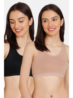 Zivame - Women Multi-Color Solid/Plain Cotton Blend Push Up Bra (Pack of 2)