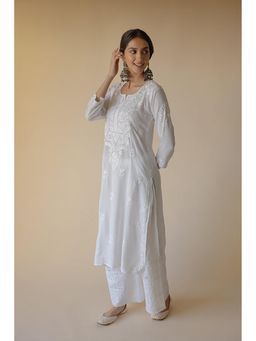 Old Marigold - Batool White Modal Hand Embroidered Chikankari Kurta