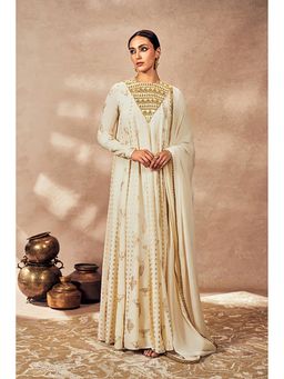 Masaba - Ivory Potters Touch Anarkali With Dupatta