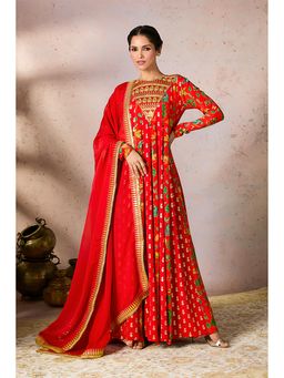 Masaba - Red Tropical Rhapsody Anarkali with Dupatta