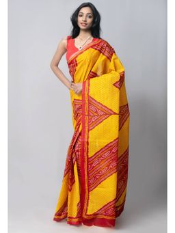 Unnati Silks - Yellow Pure Kota With Bandhni Prints Cotton Saree with Unstitched Blouse