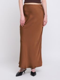 Cover Story - Mayfair Satin Brown Skirt