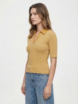 Cover Story - Stripes Sloane Yellow Polo T-Shirt