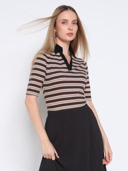 Cover Story - Multi-Color Stripes Polo T-Shirt