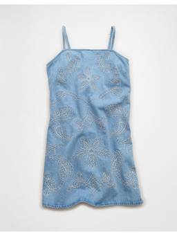 American Eagle - Denim Embroidered Mini Dress