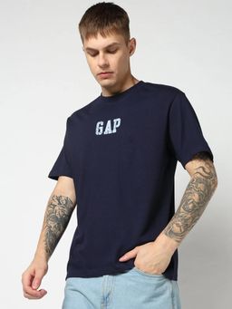 GAP - Men Graphic Half Sleeves Navy Blue T-shirt