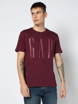 GAP - Men Graphic Half Sleeves Burgundy T-shirt