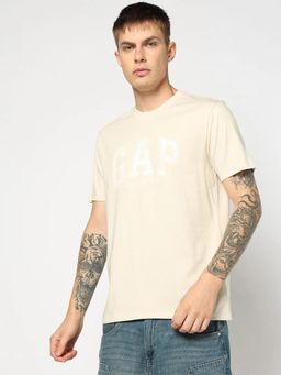 GAP - Men Graphic Half Sleeves Beige T-shirt