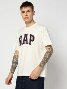 GAP - Men Graphic Half Sleeves Off White T-shirt