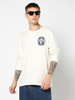 GAP - Men Graphic Full Sleeves Off White T-shirt