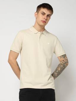 GAP - Men Solid Half Sleeves Beige Polo T-shirt