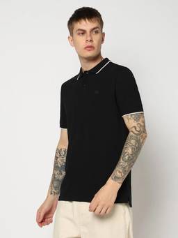 GAP - Men Solid Half Sleeves Black Polo T-shirt