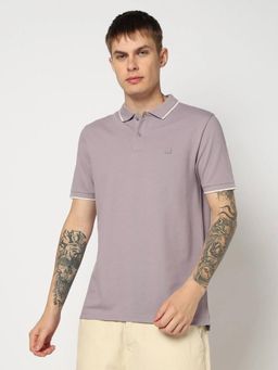 GAP - Men Solid Half Sleeves Purple Polo T-shirt
