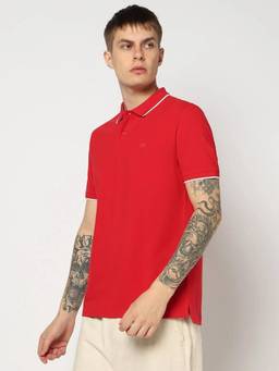 GAP - Men Solid Half Sleeves Red Polo T-shirt
