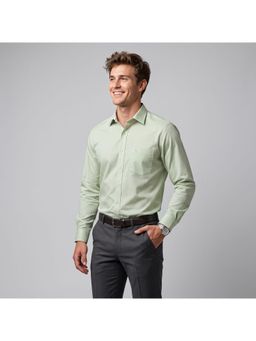 Charagh Din - Men Cotton Regular Fit Green Stripes Formal Shirt