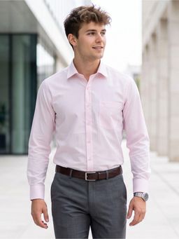 Charagh Din - Men Cotton Regular Fit Pink Stripes Formal Shirt