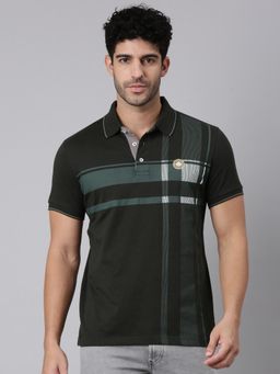 Classic Polo - Men Black Slim Fit Stripes Cotton Polo T-shirt