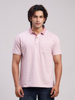 Classic Polo - Men Mauve Regular Fit Stripes Cotton Blend Polo T-shirt