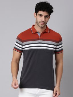 Classic Polo - Men Multi-Color Slim Fit Colorblock Cotton Blend Polo T-shirt