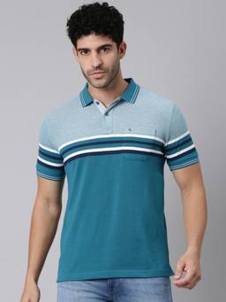 Classic Polo - Men Multi-Color Slim Fit Colorblock Cotton Blend Polo T-shirt