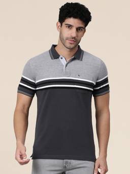 Classic Polo - Men Multi-Color Slim Fit Colorblock Cotton Blend Polo T-shirt